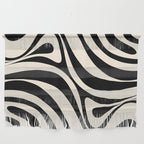 New Groove Retro Swirl Abstract Black and Almond Cream Wall Hanging Gallery Image 1