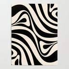New Groove Retro Swirl Abstract Black and Almond Cream Poster Gallery Image 4