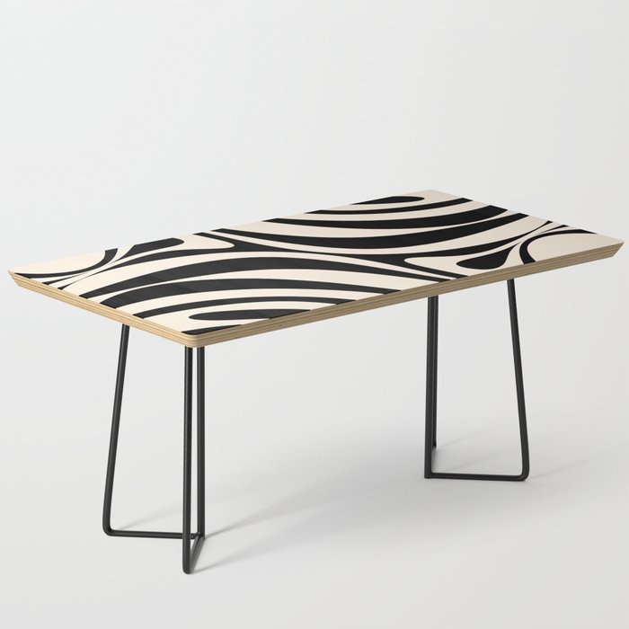 New Groove Retro Swirl Abstract Black and Almond Cream Coffee Table Gallery Image 1