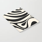New Groove Retro Swirl Abstract Black and Almond Cream Notebook Gallery Image 2