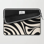 New Groove Retro Swirl Abstract Black and Almond Cream Laptop Sleeve Gallery Image 2