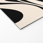 New Groove Retro Swirl Abstract Black and Almond Cream Welcome Mat Gallery Image 2