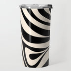New Groove Retro Swirl Abstract Black and Almond Cream Travel Mug Gallery Image 2