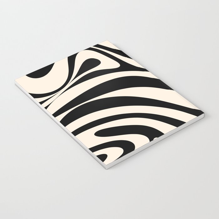 New Groove Retro Swirl Abstract Black and Almond Cream Notebook Gallery Image 3