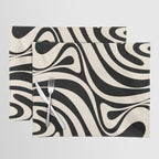 New Groove Retro Swirl Abstract Black and Almond Cream Placemat Gallery Image 1