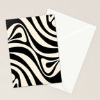 New Groove Retro Swirl Abstract Black and Almond Cream Stationery Card Gallery Image 2