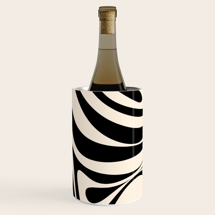 New Groove Retro Swirl Abstract Black and Almond Cream Wine Chiller Gallery Image 3