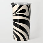 New Groove Retro Swirl Abstract Black and Almond Cream Travel Mug Gallery Image 3