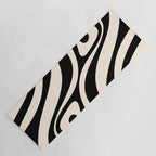 New Groove Retro Swirl Abstract Black and Almond Cream Yoga Mat Gallery Image 1