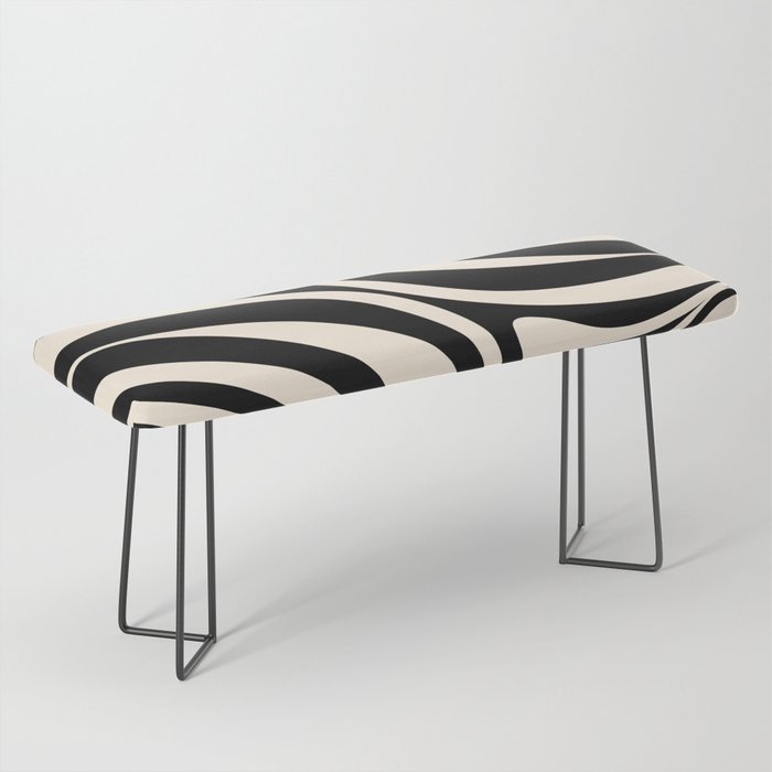 New Groove Retro Swirl Abstract Black and Almond Cream Bench Gallery Image 1