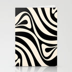 New Groove Retro Swirl Abstract Black and Almond Cream Stationery Card Gallery Image 2