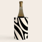 New Groove Retro Swirl Abstract Black and Almond Cream Wine Chiller Gallery Image 1