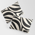New Groove Retro Swirl Abstract Black and Almond Cream Pillow Sham Gallery Image 3