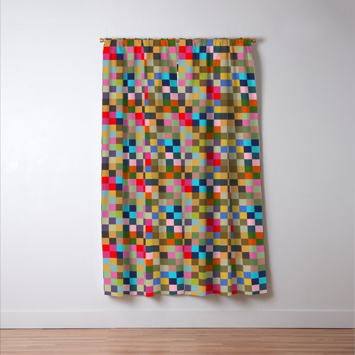 Colorful Checkerboard Window Curtain Gallery Image 3