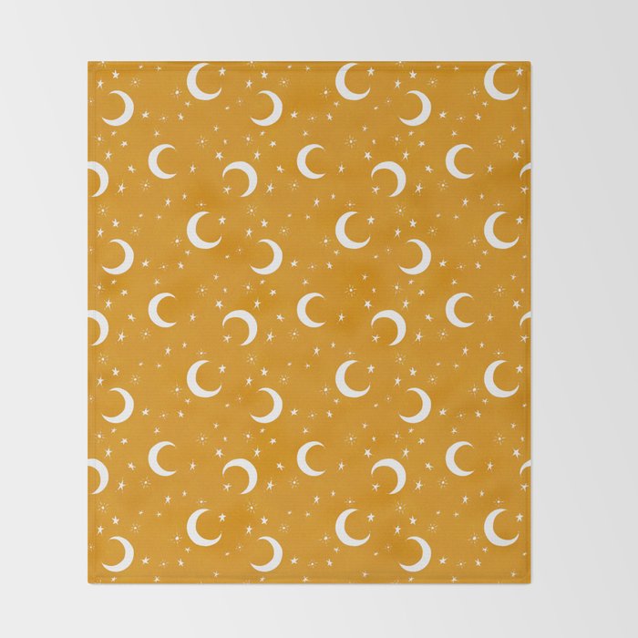 Goodnight Sky - Golden Ochre Throw Blanket Gallery Image 2