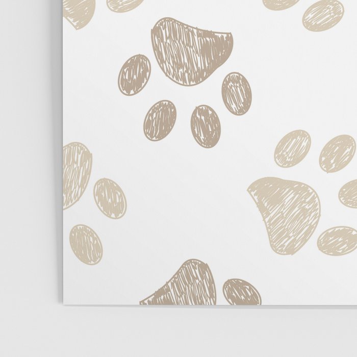 Seamless pattern for textile design. Seamless light brown colored paw print background Poster Gallery Image 3
