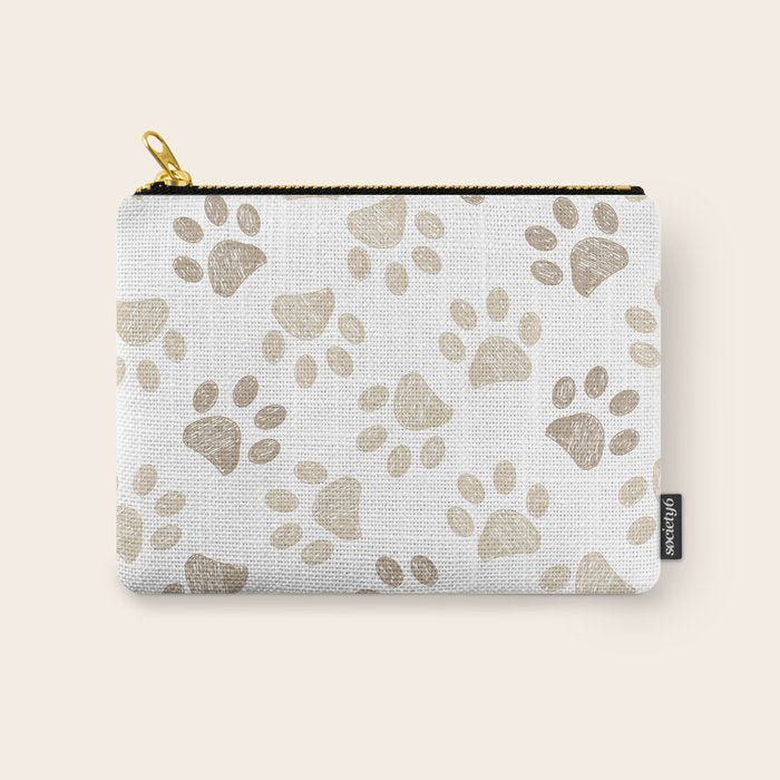 Seamless pattern for textile design. Seamless light brown colored paw print background Carry All Pouch Gallery Image 1
