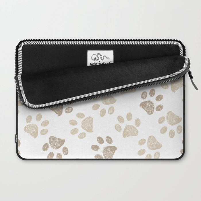Seamless pattern for textile design. Seamless light brown colored paw print background Laptop Sleeve Gallery Image 2