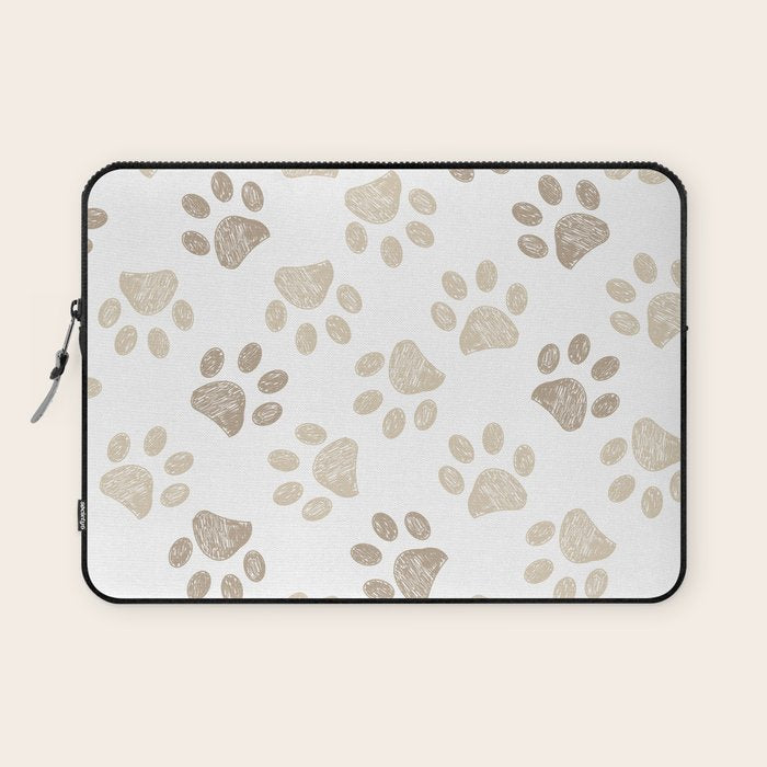 Seamless pattern for textile design. Seamless light brown colored paw print background Laptop Sleeve Gallery Image 1