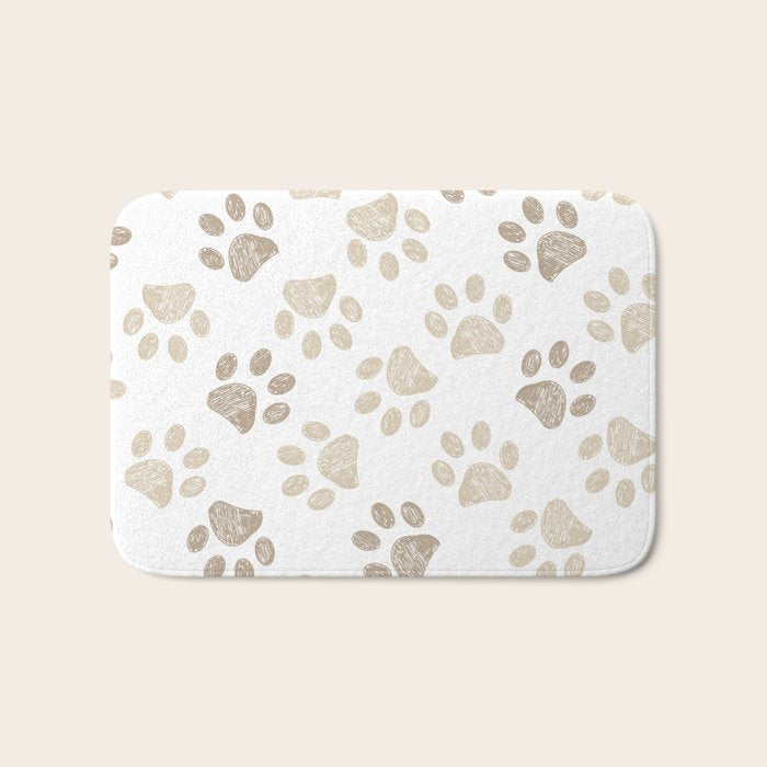 Seamless pattern for textile design. Seamless light brown colored paw print background Bath Mat Gallery Image 1