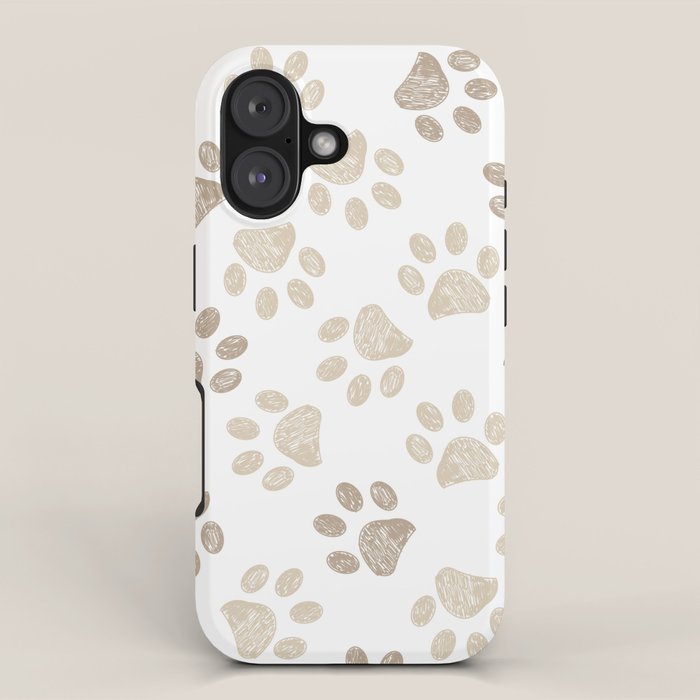 Seamless pattern for textile design. Seamless light brown colored paw print background iPhone Case Gallery Image 1