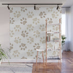 Seamless pattern for textile design. Seamless light brown colored paw print background Wall Mural Gallery Image 1