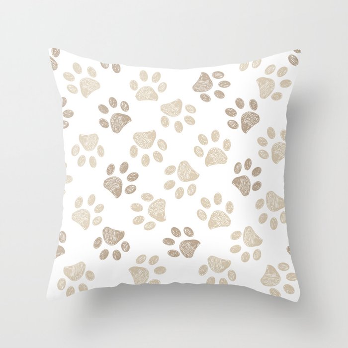 Seamless pattern for textile design. Seamless light brown colored paw print background Throw Pillow Gallery Image 6