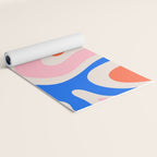 Retro Modern Liquid Swirl Abstract Pattern Square Pink, Orange, and Royal Blue Yoga Mat Gallery Image 2