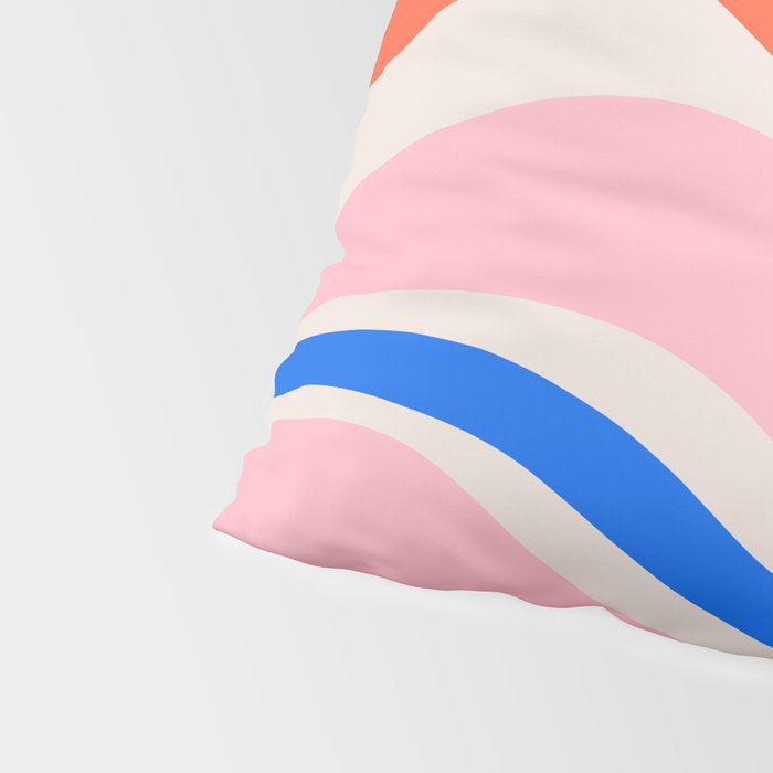 Retro Modern Liquid Swirl Abstract Pattern Square Pink, Orange, and Royal Blue Pillow Sham Gallery Image 4