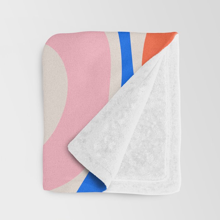 Retro Modern Liquid Swirl Abstract Pattern Square Pink, Orange, and Royal Blue Throw Blanket Gallery Image 3