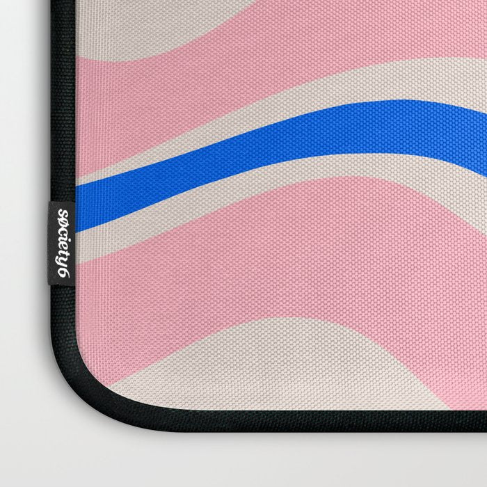 Retro Modern Liquid Swirl Abstract Pattern Square Pink, Orange, and Royal Blue Laptop Sleeve Gallery Image 3