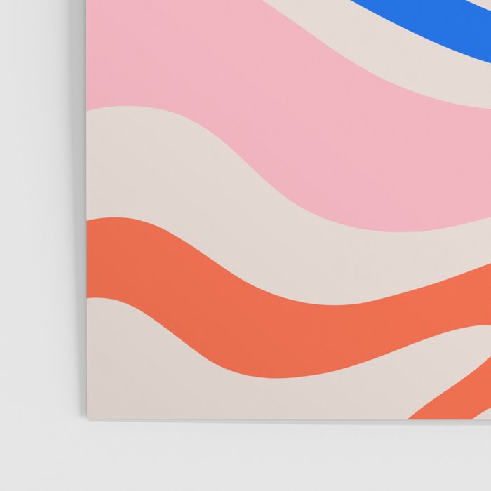 Retro Modern Liquid Swirl Abstract Pattern Square Pink, Orange, and Royal Blue Poster Gallery Image 3