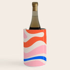 Retro Modern Liquid Swirl Abstract Pattern Square Pink, Orange, and Royal Blue Wine Chiller Gallery Image 2