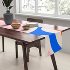 Retro Modern Liquid Swirl Abstract Pattern Square Pink, Orange, and Royal Blue Table Runner Gallery Image 2