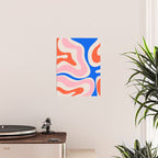 Retro Modern Liquid Swirl Abstract Pattern Square Pink, Orange, and Royal Blue Poster Gallery Image 2