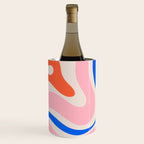 Retro Modern Liquid Swirl Abstract Pattern Square Pink, Orange, and Royal Blue Wine Chiller Gallery Image 1