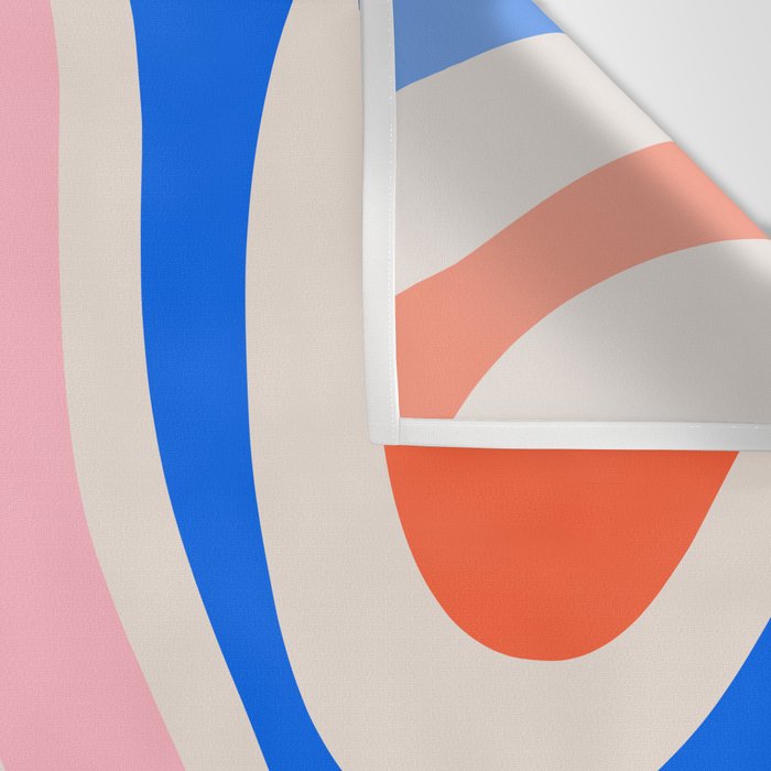 Retro Modern Liquid Swirl Abstract Pattern Square Pink, Orange, and Royal Blue Wall Tapestry Gallery Image 3