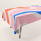 Retro Modern Liquid Swirl Abstract Pattern Square Pink, Orange, and Royal Blue Tablecloth Gallery Image 1