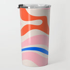 Retro Modern Liquid Swirl Abstract Pattern Square Pink, Orange, and Royal Blue Travel Mug Gallery Image 3