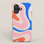 Retro Modern Liquid Swirl Abstract Pattern Square Pink, Orange, and Royal Blue iPhone Case Gallery Image 1