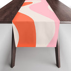 Retro Modern Liquid Swirl Abstract Pattern Square Pink, Orange, and Royal Blue Table Runner Gallery Image 1