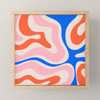 Retro Modern Liquid Swirl Abstract Pattern Square Pink, Orange, and Royal Blue Mini Art Print Gallery Image 1