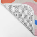 Retro Modern Liquid Swirl Abstract Pattern Square Pink, Orange, and Royal Blue Bath Mat Gallery Image 2