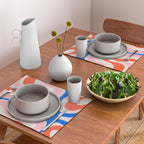Retro Modern Liquid Swirl Abstract Pattern Square Pink, Orange, and Royal Blue Placemat Gallery Image 2