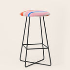 Retro Modern Liquid Swirl Abstract Pattern Square Pink, Orange, and Royal Blue Stool Gallery Image 1