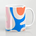Retro Modern Liquid Swirl Abstract Pattern Square Pink, Orange, and Royal Blue Coffee Mug Gallery Image 1