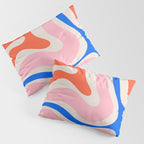 Retro Modern Liquid Swirl Abstract Pattern Square Pink, Orange, and Royal Blue Pillow Sham Gallery Image 3