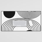 Modern Minimalist Line Art in Black and White Desk Mat Gallery Image 1