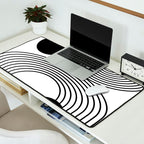 Modern Minimalist Line Art in Black and White Desk Mat Gallery Image 2