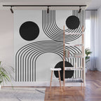 Modern Minimalist Line Art in Black and White Wall Mural Gallery Image 1